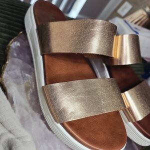 MIA Metallic Sandals with White Sole
